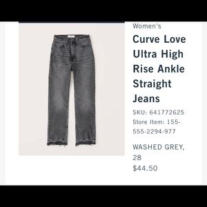 Abercrombie black straight leg denim jeans.